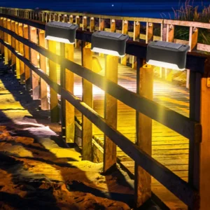 b1c28b8acb6b811d25fbacca8ad76950.webp 4pcs Solar Stair Light Outdoor LED Solar Powered Lamp IP65 Waterproof Garden Wall Fence Lawn Path Yard Landscape Night Lights