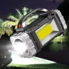 Outdoor Solar LED Flashlight Handheld Tactical Torch With COB Side Light Work Lamp USB Rechargeable Outdoor Camping Fishing Hiking Light Waterproof