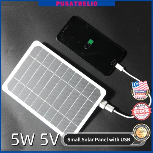 2W 5V Outdoor Solar Panel Phone Charger Multipurpose USB Port Camping Hiking Battery Charger