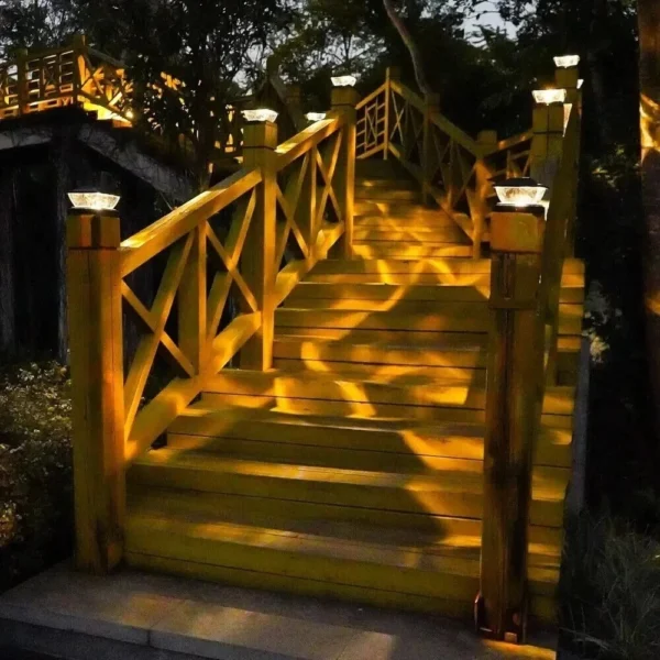 Solar Post Light Simple Installation High Brightness Auto on Off Solar Lamp Outdoor Garden Yard Step Stairs Retro Style Decorative Landscape Light Waterproof