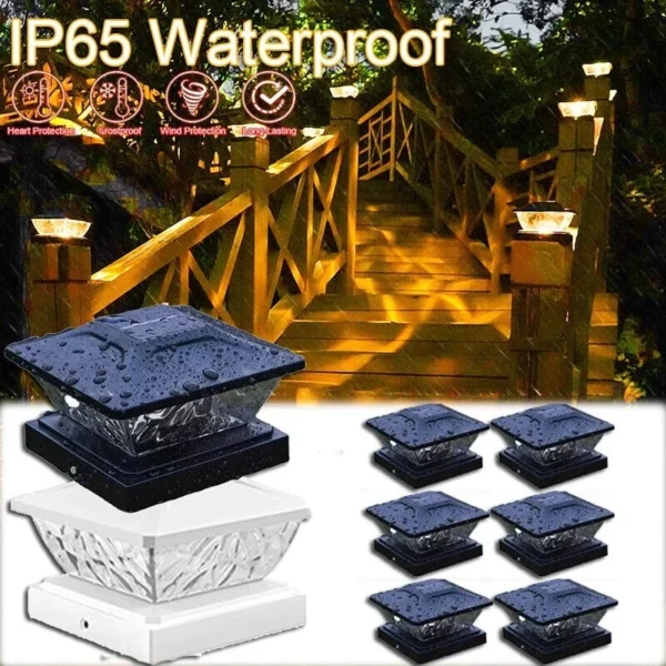 Solar Post Light Simple Installation High Brightness Auto on Off Solar Lamp Outdoor Garden Yard Step Stairs Retro Style Decorative Landscape Light Waterproof
