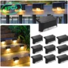 4pcs Solar Stair Light Outdoor LED Solar Powered Lamp IP65 Waterproof Garden Wall Fence Lawn Path Yard Landscape Night Lights