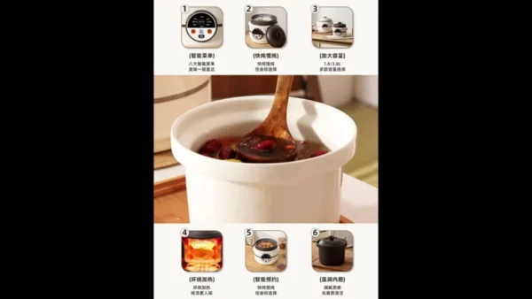 my-11110105-6v6x4-mhyutr6ngidc1d_cover.webp Fully Automatic Home Stew Cooker Large Capacity Electric Clay Pot Multi Functional Health Pot