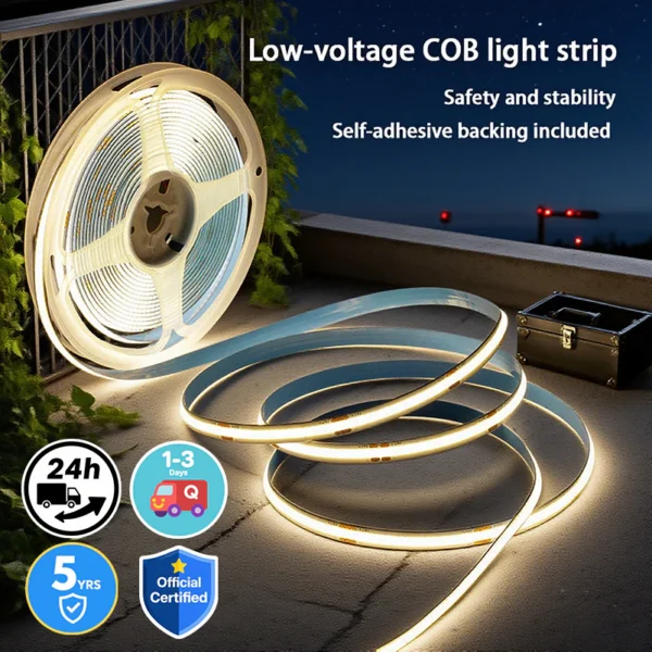 my-11134207-7ras9-mdv4y5gdysvp7f.webp DC24V COB LED Strip Light 5M 10M 360LEDs Power Supply Flexible High Density LED Backlight decorative Lamp Tape TV Room