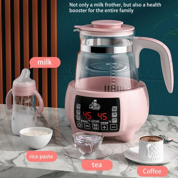 Thermostatic Milk Warmer Glass Kettle Hot Water and Milk Heating Intelligent Insulated Milk Maker