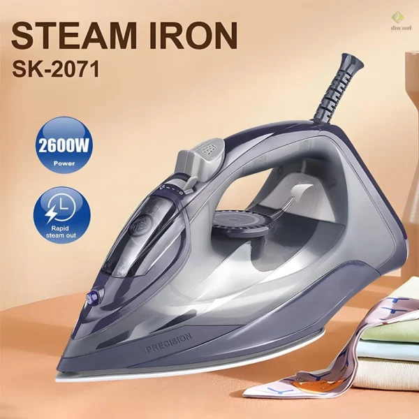 sg-11134201-7rdvu-m0k1id4qulc48e.webp SOKANY Steam Iron for Clothes with Precision Thermostat Dial 2600W Portable Flat Iron with Ergonomic Handle Anti scratch Bottom Plate 250ml Water Cup Capacity