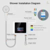 sg-11134201-7rdw5-m0mvpcn9vr9l64.webp Instant Water Heater 7500W Mini Electric Tankless Water Heater Wall Mounted LED Display Support Thermostat Mode Power Adjustment for Home Kitchen Bathroom