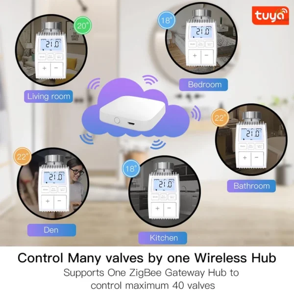 sg-11134275-7rfga-m9qtwg9hkh3l8d.webp ZigBee Radiator Thermostat Heating Temperature Controller ZigBee 3 0 TRV Temperature Control Gauge Thermostatic Radiator Valve Intelligent Mobilephone APP Control Voice